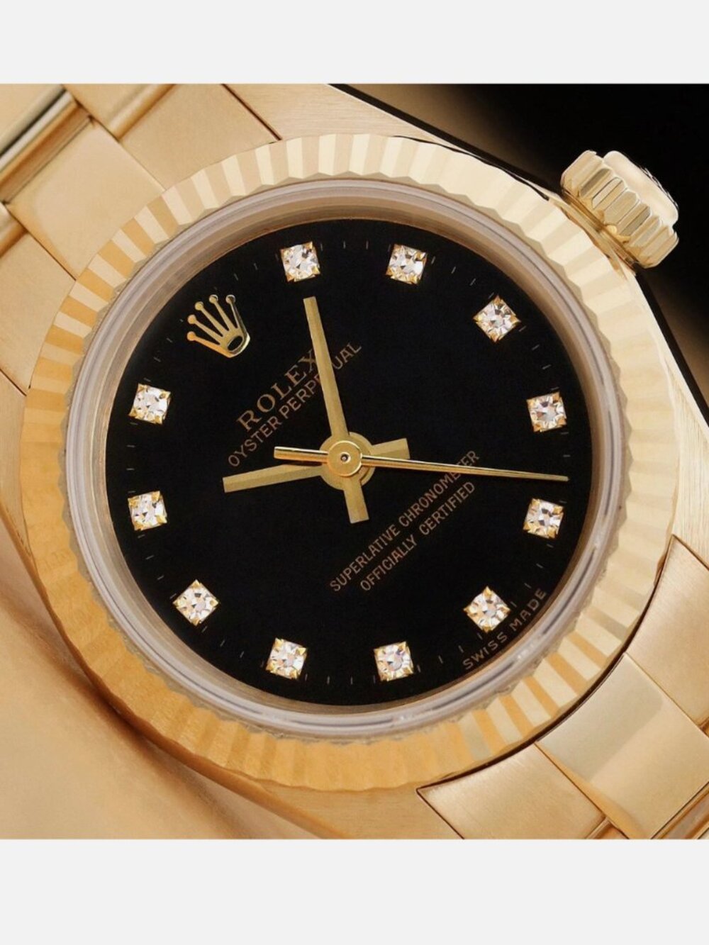 Rolex 18K Gold Diamond Factory Dial Watch 26mm Dial With BOX